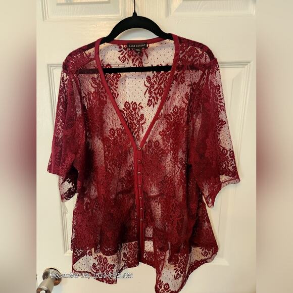 Lane Bryant Tops - Women's burgundy lace top sz 14/16
